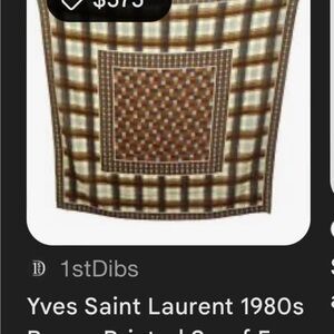 Yves Saint Laurent Checkered Brown and Cream Scarf